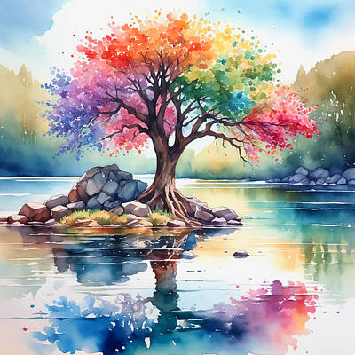 Digital Art - Colorful Tree by Manjik Pictures