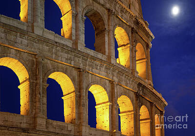 City Scenes Royalty-Free and Rights-Managed Images - Colosseum and moon by Inge Johnsson