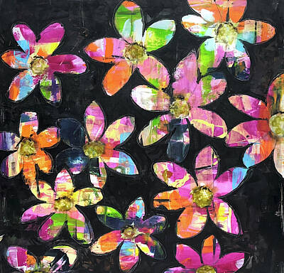 Recently Sold - Florals Mixed Media - Colour Mix Garden 6 Floral Art by Kathleen Tennant by Kathleen Tennant