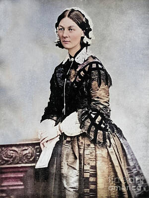 Best Sellers - Portraits Drawings - colour Portrait of Florence Nightingale s2 by Historic illustrations