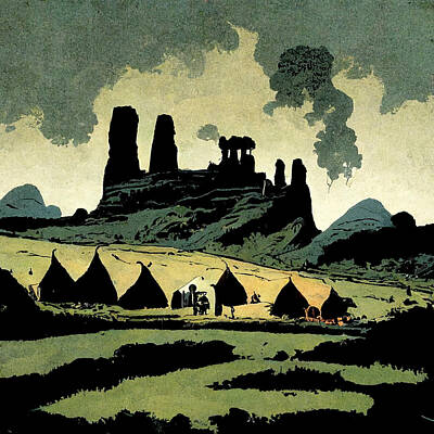 Comics Paintings - Comic  Iron  Age  Grim    Dark  Wildlands  With  Caravan  Lands  17b1cb41  Ff17  4ca4  81ba  8ad684c by MotionAge Designs