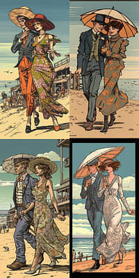 Comics Royalty-Free and Rights-Managed Images - comic  of  beautiful  couple  walking  along  the  bea  ffcf  c  e  bff  fcdcb, by Asar Studios by Romed Roni