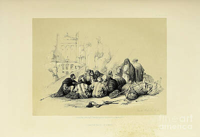 Landscapes Drawings - Conference of Arabs David Roberts 1838 r1 by Historic illustrations