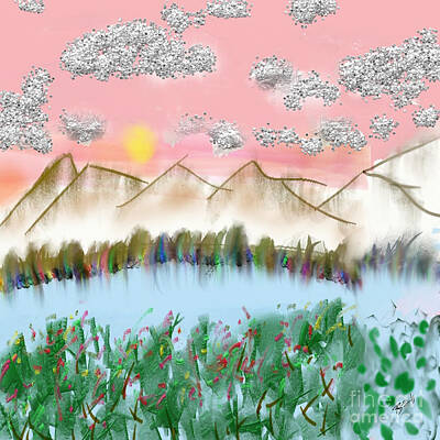 Farm Life Paintings Rob Moline - Confetti cloud scape by Rob Mandell