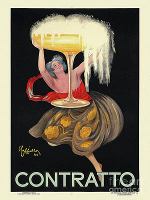 Wine Drawings - Contratto France Vintage Poster 1922 by Vintage Treasure