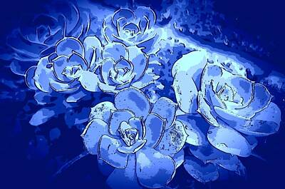 Mother And Child Animals - Cool Blue Roses by Loraine Yaffe