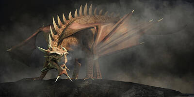 Fantasy Digital Art - Copper Dragon by Daniel Eskridge