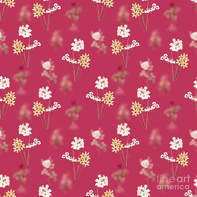 Lilies Mixed Media -  Corn Lily Botanical Seamless Pattern in Viva Magenta n.0334 by Holy Rock Design