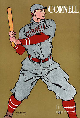 City Scenes Drawings - Cornell - Baseball Player - Edward Penfield by Sad Hill - Bizarre Los Angeles Archive