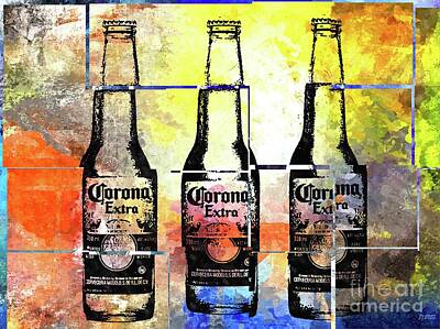 Beer Mixed Media - Corona Beer Bottles  by Daniel Janda