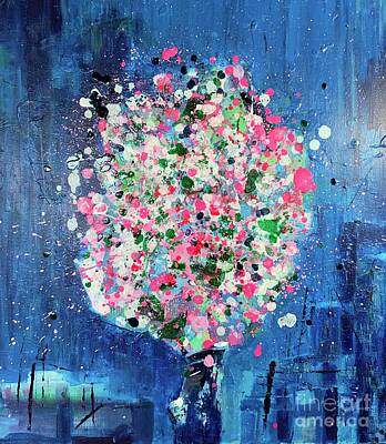 Skylines Mixed Media - Cosmopolitan Spring Blossoms by Emma Willow
