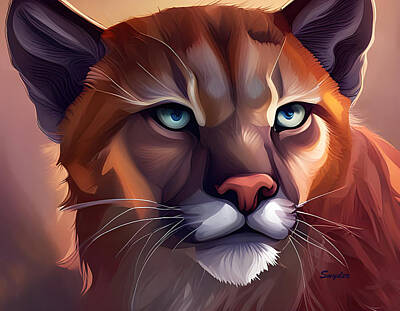 Mountain Digital Art - Cougar 2 AKA Mountain Lion Puma by Floyd Snyder