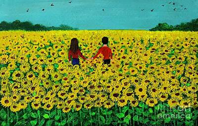 Juj Winn - Couple in sunflower field by Amita Dand