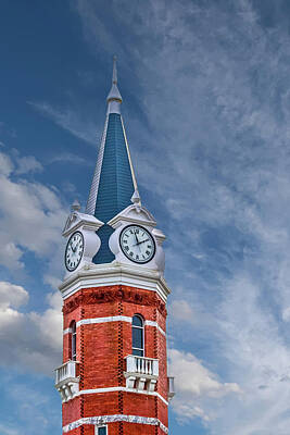 Christmas In The City - Courthouse Clock Tower In Cloudy Skies by Darryl Brooks