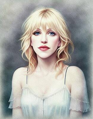Celebrities Painting Royalty Free Images - Courtney Love, Music Star Royalty-Free Image by Sarah Kirk