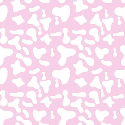 Mammals Digital Art - Cow Hide Pattern - Pink and White by Studio Grafiikka