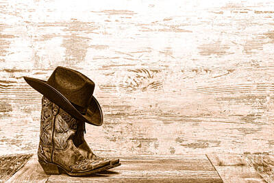 Landmarks Royalty-Free and Rights-Managed Images - Cowgirl Boots - Sepia by American West Legend