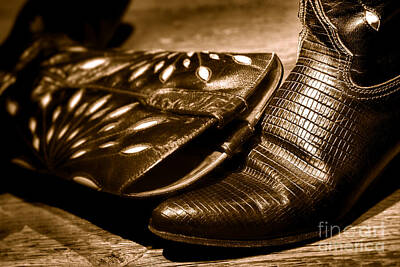 Landmarks Royalty-Free and Rights-Managed Images - Cowgirl Gator Boots - Sepia by American West Legend