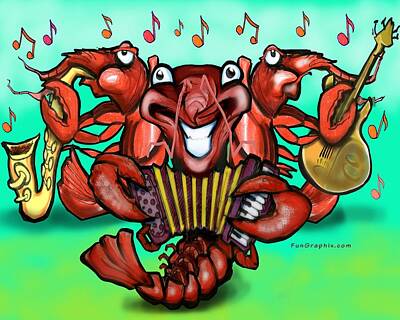 Jazz Digital Art - Crawfish Band by Kevin Middleton
