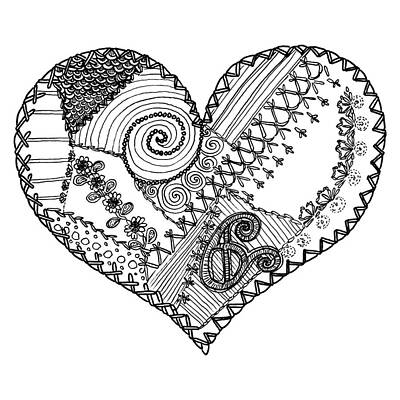 Fantasy Drawings Rights Managed Images - Crazy Patch Heart Royalty-Free Image by Katherine Nutt