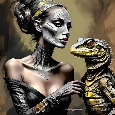Reptiles Digital Art - Creepy Pair by Laurie