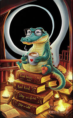 Reptiles Drawings - Crocodile lover - Book Lover - Read Books - Book Lover - Gift Book Reader - Gift for Librarian - Read Books Be Kind Stay Weird - Be Kind by Grover Mcclure