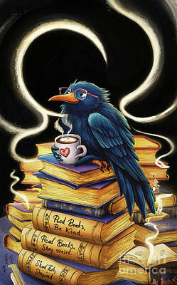 Surrealism Drawings Rights Managed Images - Crows lover - Book Lover - Read Books - Book Lover - Gift Book Reader - Gift for Librarian - Read Books Be Kind Stay Weird - Be Kind Royalty-Free Image by Grover Mcclure