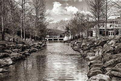 Royalty-Free and Rights-Managed Images - Crystal Bridges Museum Of Art Riverscape In Bentonville Arkansas - Classic Sepia by Gregory Ballos
