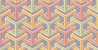 Drawings Rights Managed Images - Cubes. Seamless 3D pattern. Optical illusions. Modern textile. Geometric. Pastel colors. Luxury 3D Tiles.  Royalty-Free Image by Julien
