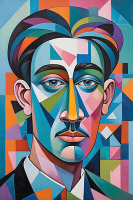 Maps Maps And More Maps - Cubist Portrait by Manjik Pictures
