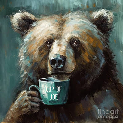 Recently Sold - Animals Paintings - Cup Of Joe by Tina LeCour