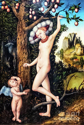 Nudes Royalty-Free and Rights-Managed Images - Cupid Complaining to Venus by Lucas Cranach the Elder 1527 by Lucas Cranach the Elder