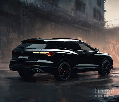 Fashion Paintings Royalty Free Images - Cupra Formentor 2021 Rear View Exterior Black Suv Royalty-Free Image by Cortez Schinner