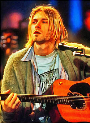 Musicians Digital Art Rights Managed Images - Curt Cobain Royalty-Free Image by Galeria Trompiz