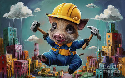 City Scenes Rights Managed Images - Cute Animals Wild boar Jobs and Professions Royalty-Free Image by Adrien Efren