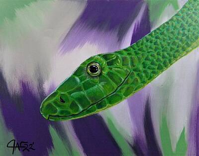 Reptiles Paintings - Cute But Deadly by J A George AKA The GYPSY