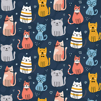 Design Pics - Cute cats seamless pattern by Julien