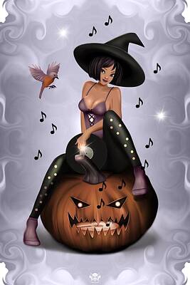 When Life Gives You Lemons - Cute Halloween Female Witch by Raphael Lopez