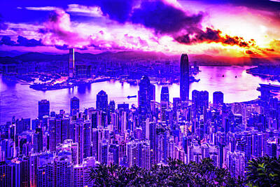 Royalty-Free and Rights-Managed Images - CyberPunk Neon, Cityscape - skyline - Urban -  Hong Kong 4 by Celestial Images