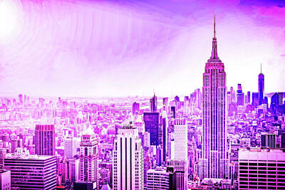 Royalty-Free and Rights-Managed Images - CyberPunk Neon, Cityscape - skyline - Urban -  NYC Skyline, New York, United States 2 by Celestial Images
