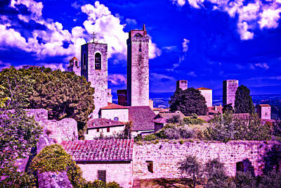 Royalty-Free and Rights-Managed Images - CyberPunk Neon, Cityscape - skyline - Urban -  The Towers of San Gimignano Italy by Celestial Images