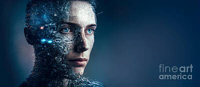 Science Fiction Royalty Free Images - Cyborg woman face with technology of the future. Generative AI Royalty-Free Image by Michal Bednarek