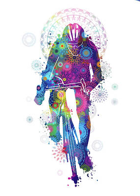 Transportation Digital Art - Cycle mandala silhouette 4 by Bekim M