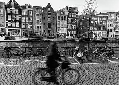 Lake Life Royalty Free Images - Cyclist blur in Amsterdam Royalty-Free Image by Cindy Higby
