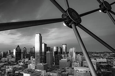 Skylines Royalty Free Images - Dallas Texas BW Skyline From Reunion Tower Royalty-Free Image by Gregory Ballos