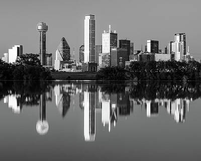 Robert Bellomy Royalty-Free and Rights-Managed Images - Dallas Texas Cityscape Black and White by Robert Bellomy
