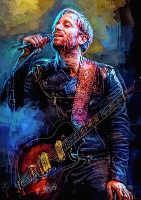Musician Mixed Media Rights Managed Images - Dan Auerbach The Black Keys Royalty-Free Image by Mal Bray