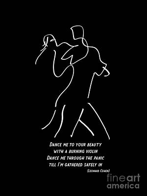 Musicians Drawings - Dance Me - Tribute to Leonard Cohen by BlackLineWhite Art