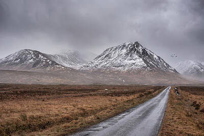 Mellow Yellow Royalty Free Images - Dark and moody Winter landscape image of Lost Valley Etive Mor i Royalty-Free Image by Matthew Gibson