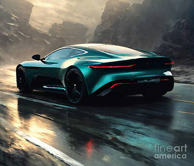 Fantasy Mixed Media - Dark fantasy 408 2022 Aston Martin Valhalla Rear View Exterior Supercar by Cortez Schinner